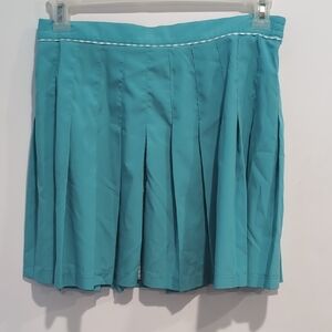 Vintage Tail Aqua/White Tennis Skirt With Checker Pattern Detail Size 12/14